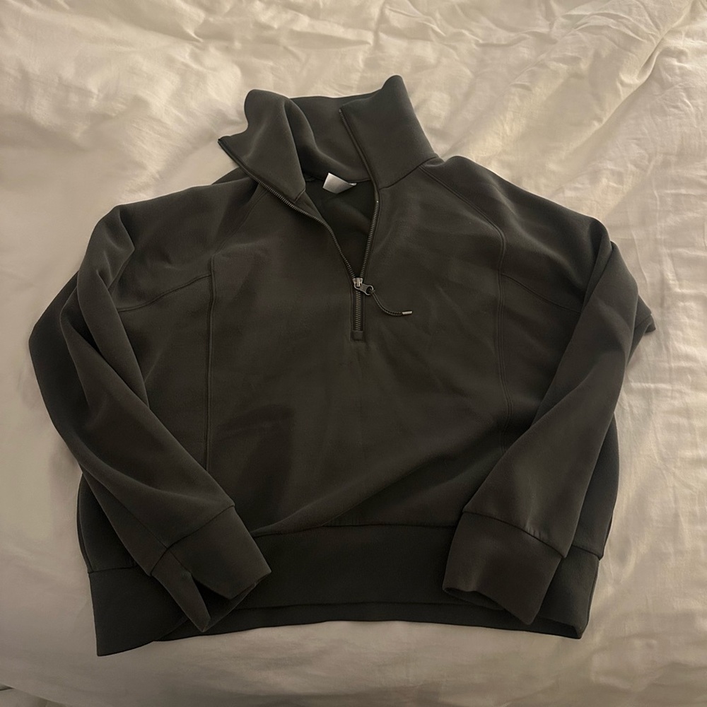 SPANX army green Zip-Up Sweater